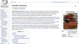 Jennifer Lawrence's Wikipedia Page Hacked to Feature Nude Photos